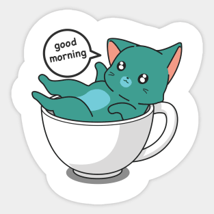 Funny Cat in The Cup Sticker